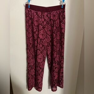 LINEA BY LOUIS DELL'OLIO‎ Lined Lace Pants in Maroon Women's Size 12P